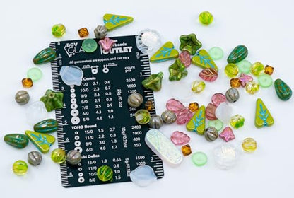 1.4oz (40g) Limited Mix of Czech Glass Beads, Hand Made Set Kit, Crystal AB Table Cut Hawaii Green Leaves Glass Beads Mix 002