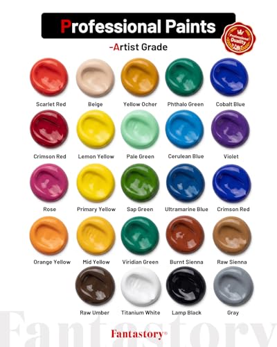 36ml 24 Colors Acrylic Paint Set with 10 Brushes (29.2153 Fl Oz)