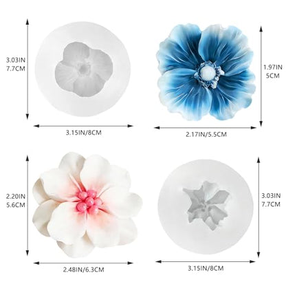 2 Pack 3D Flower Silicone Candle Molds Camellia Poppy for Soap Resin Crafts