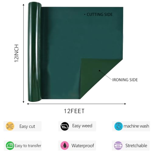 HTV Iron on Vinyl 12Inch by 12ft Roll HTV Heat Transfer Vinyl for T