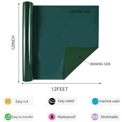 HTV Iron on Vinyl 12Inch by 12ft Roll HTV Heat Transfer Vinyl for T