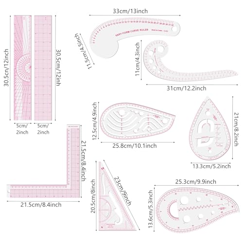 Clear Metric Sewing Rulers