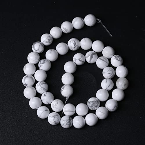 32pcs 12mm AAA Natural Stone Beads White Howlite Turquoises Round Loose Beads for Jewelry Making DIY Bracelet (16 Count)