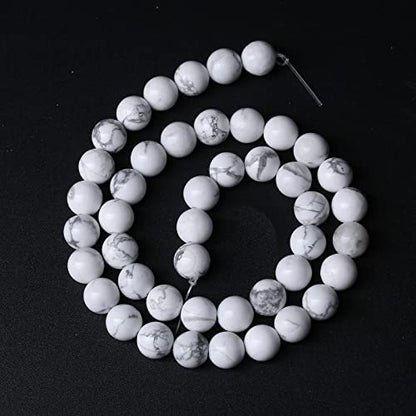 32pcs 12mm AAA Natural Stone Beads White Howlite Turquoises Round Loose Beads for Jewelry Making DIY Bracelet (16 Count)