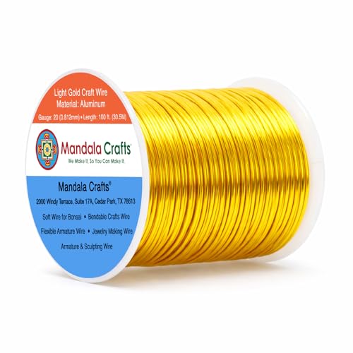 20 Gauge Light Gold Tone Anodized Aluminum Craft Wire 100 FT (100 Foot)