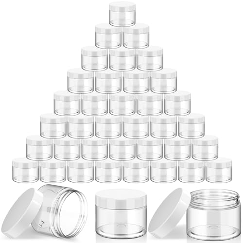 36 Pieces 4 oz Plastic Jars with Lids Wide Mouth Airtight Reusable Container Acrylic Cosmetic Small Jars for Lotions Ointments Travel Toiletries Creams Make up Storage (36 Count)