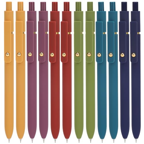 Gel Pens Set 12 Pcs 0.5mm Retractable Quick Dry Black Ink Pens (12 Count)