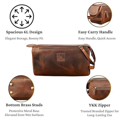 Full Grain Leather Toiletry Kit for Men & Women