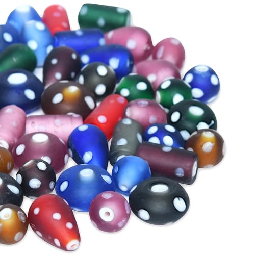 2 3 LB Bag Assorted Glass Polka Dots Beads for Jewellery Making (150 Count)
