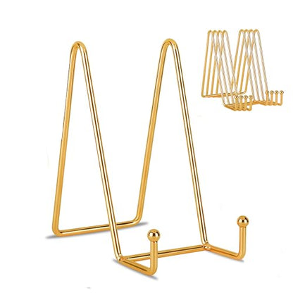 5 Pack 6 Inch Gold Metal Display Stands Plate Stand Display Stands for Picture (5 Count)