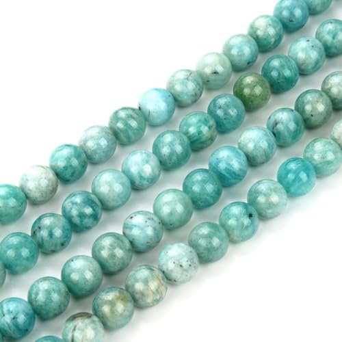 90pcs Adabele Natural Brazil Blue Amazonite Healing Gemstone 8mm Round Loose Beads Gem Stone Spacer for DIY Craft Jewelry Making GE6 (94 Count)