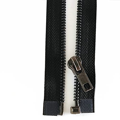 2PCS #5 27 Inch Zipper Black Nickel Teeth Zipper Black Metal Zipper Open End Zipper for Repair Coat Jacket (2 Count)