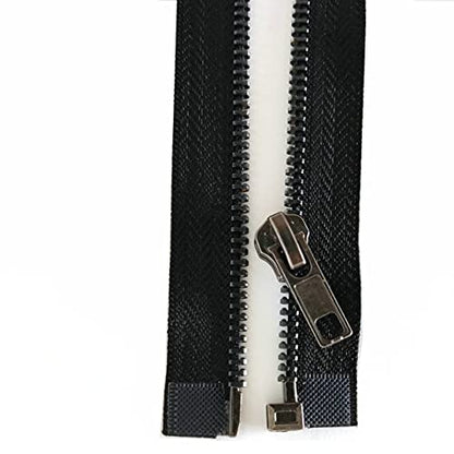 5# 30 Inch Separating Jacket Zipper Black Nickel 76cm Metal Zipper Heavy Duty Metal Zippers for Sewing Crafts Bag Replacement Zipper for Repair Coats (2 Count)