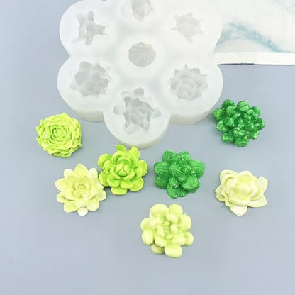 7 Cavity Succulent Silicone Mold for Candle Making