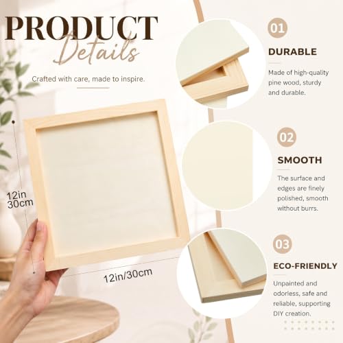 12 Pcs 12 x 12'' Pine Wood Panel Boards Unfinished Square Wood Panels Painting Panel Boards for Crafts Paint DIY Drawing Pouring Art Projects (12 Count)