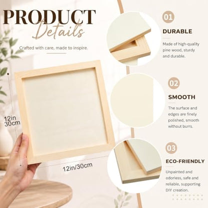 12 Pcs 12 x 12'' Pine Wood Panel Boards Unfinished Square Wood Panels Painting Panel Boards for Crafts Paint DIY Drawing Pouring Art Projects (12 Count)