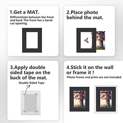 10 Pack Pre Cut 11 x 14 Black Picture Mats for 8.5x11 Photos