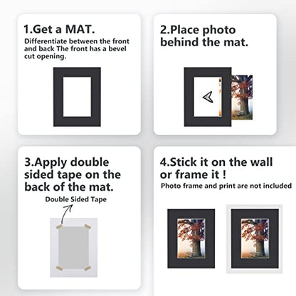 10 Pack Pre Cut 11 x 14 Black Picture Mats for 8.5x11 Photos