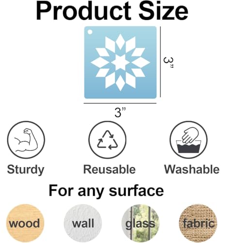 Barn Quilt Stencils for Painting Small Quilt Stencil 3inch (56 Count)