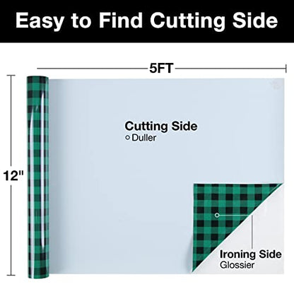 Green Black Buffalo Plaid HTV Vinyl 12 inch x 10 ft
