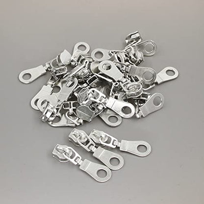 5 Metallic Nylon Coil Zippers by The Yard Colorful Teeth Zipper Bulk 10 Yards White Tape with 25pcs Silver Sliders for DIY Sewing Tailor Craft Bag