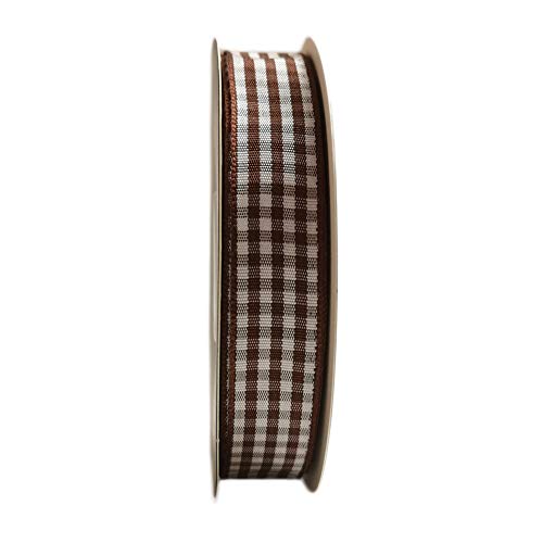 Brown and White Gingham Ribbon Buffillo Gingham Ribbon 25 Yards Each Roll 100% Polyester (75 Foot)