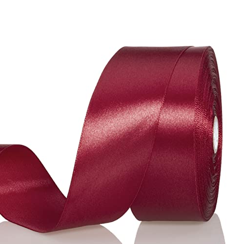 1 1 2 Inch Dark Red Solid Satin Ribbon for Gift Wrapping (150 Foot)