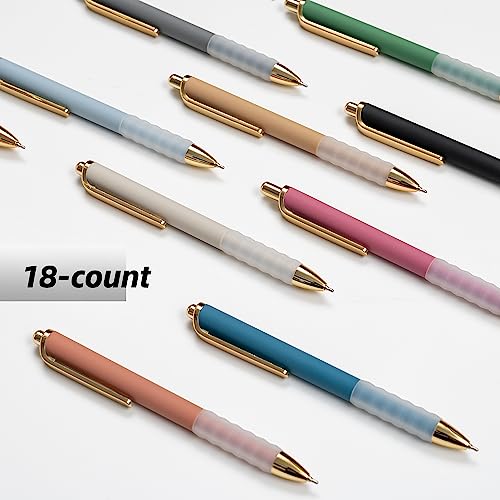 Ballpoint Pens Black Medium Point 1mm Pen with Super Soft Grip Ball Point Pen for Men Women Retractable Pens (18 Count)