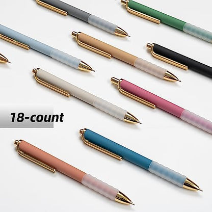 Ballpoint Pens Black Medium Point 1mm Pen with Super Soft Grip Ball Point Pen for Men Women Retractable Pens (18 Count)
