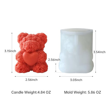 Rose Bear Silicone Mold for Candle Making