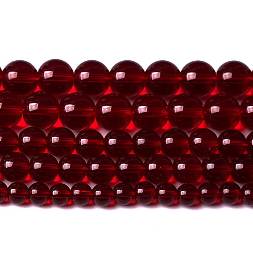 Smooth Garnet Red Glass Crystal Round Loose BeadsFor Jewelry Making DIY Bracelet Necklace Accessories 12mm 34pcs 15" Strand (16 Count)