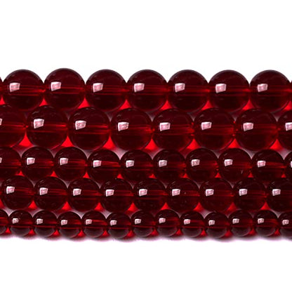Smooth Garnet Red Glass Crystal Round Loose BeadsFor Jewelry Making DIY Bracelet Necklace Accessories 12mm 34pcs 15" Strand (16 Count)