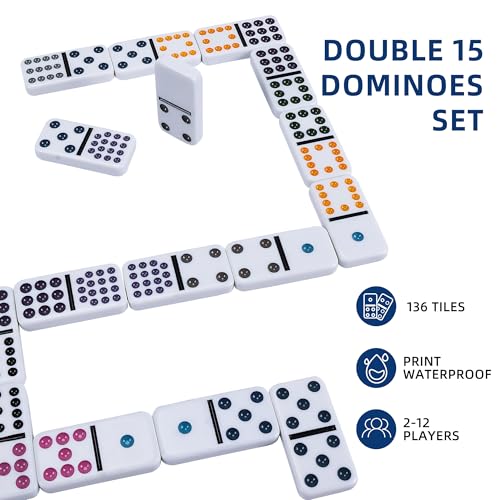 Double 15 Dominoes Set for Adults