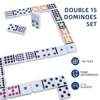 Double 15 Dominoes Set for Adults