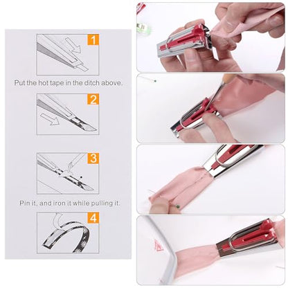 Bias Tape Maker Kit 50mm Single and Double Fold Fabric Bias Binding Maker Sew Tool for Fabric Quilting Sewing Crafting DIY