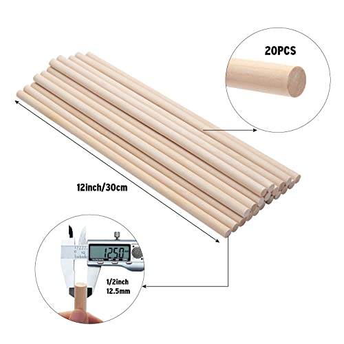 20 PCS Wooden Dowel Rods Wood Macrame Dowels 1 (20 Count)