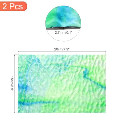 2 Pcs Stained Glass Sheet Mosaic Tile 7.9 Inch x 5.9 Inch Bright Blue Stained Glass Sheets for Crafts DIY Art Project