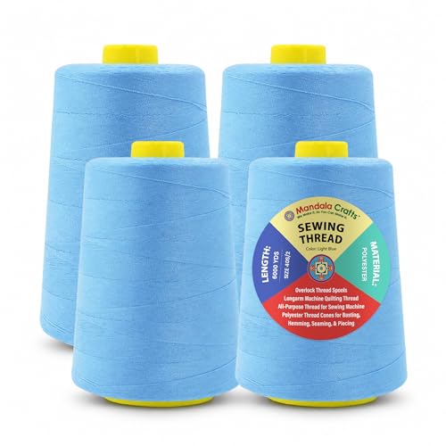 40S 2 Light Blue Polyester 4 Pack of Serger Threads Cones (4 Count)