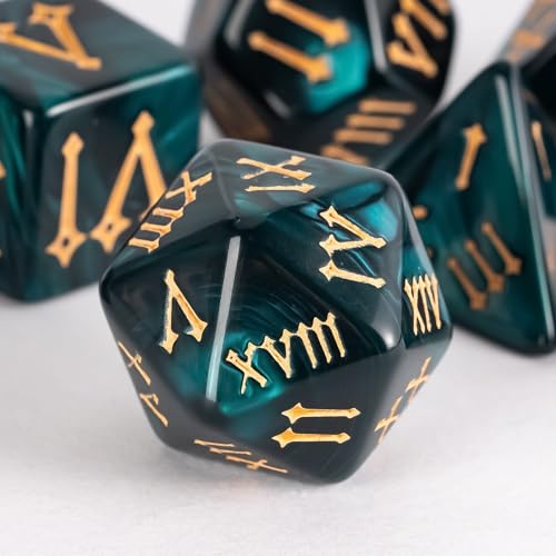 7 Die DND Dice Set Polyhedral Dice Set with a Leather Dice Bag (7 Count)