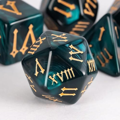 7 Die DND Dice Set Polyhedral Dice Set with a Leather Dice Bag (7 Count)