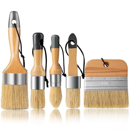 5 Pack Natural Bristle Chalk Wax Brush (5 Count)