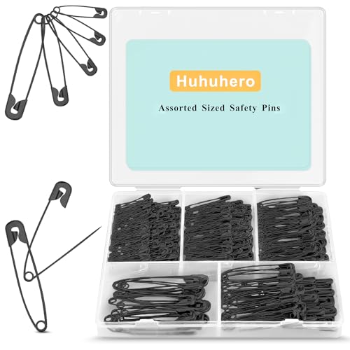 340 Pack Black Safety Pins Assorted (340 Count)