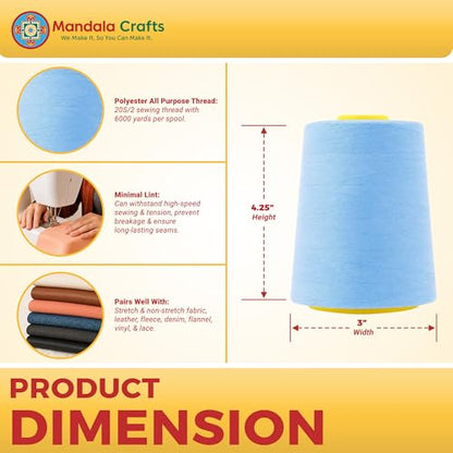 20S 2 Ice Blue Polyester 4 Pack of Serger Threads Cones