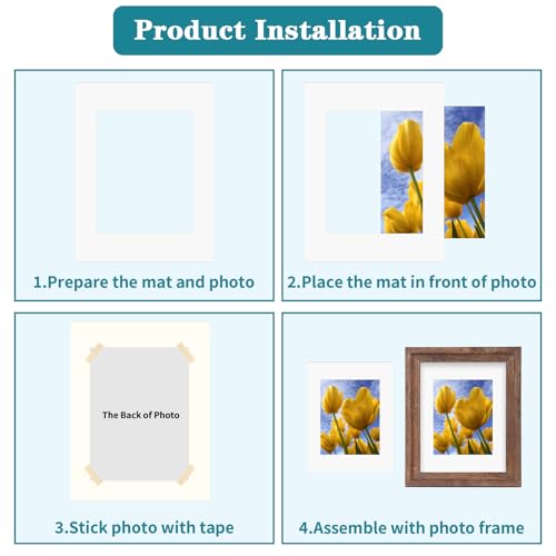 11x14 White Picture Mats with Core Bevel Cut Frame Mattes for 8x10 Pictures