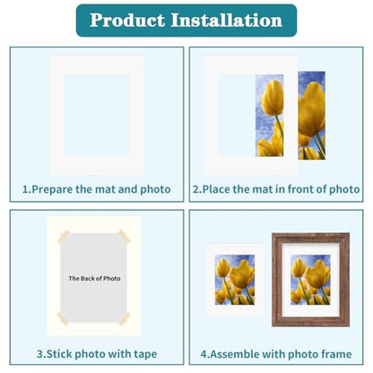 11x14 White Picture Mats with Core Bevel Cut Frame Mattes for 8x10 Pictures