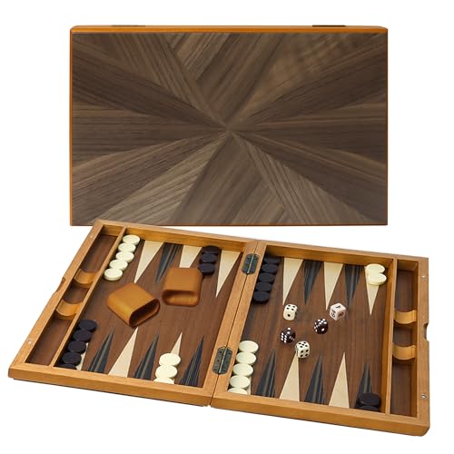 GSE Premium Wooden Inlay Backgammon Board Set