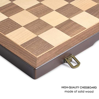 Magnetic Wooden Chess and Checkers Game Set