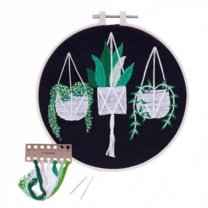 Embroidery Starter Kit Full Range of Starter Including Instructions Stamped Cloth with Pattern Hoop Color Threads and Tools Crafts for Adults
