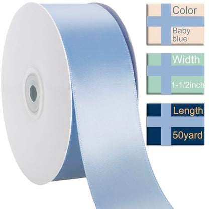 1-1/2 Inch Baby Blue Ribbon 50Yards – Perfect for Gift Wrapping