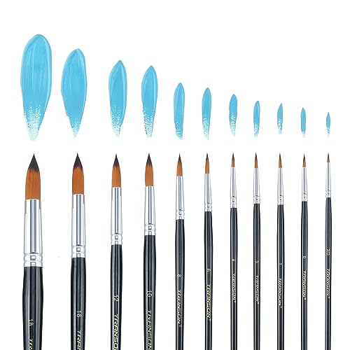 11pcs Round Paint Brush Basic Set for Watercolor (11 Count)